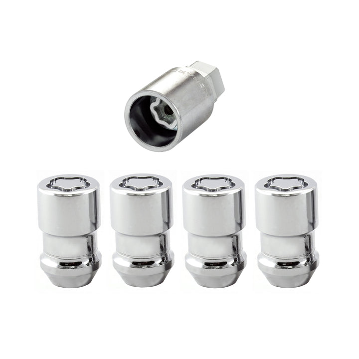 McGard Wheel Lock Nut Set - 4pk. (Cone Seat) M12X1.5 / 19mm & 21mm Dual Hex / 1.46in. L - Chrome - Bull Strap