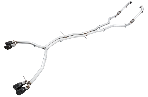 AWE Tuning Audi B9 S5 Sportback Track Edition Exhaust - Non-Resonated (Black 102mm Tips) - Bull Strap