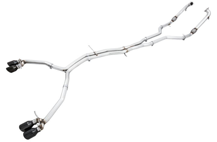 AWE Tuning Audi B9 S5 Sportback Track Edition Exhaust - Non-Resonated (Black 102mm Tips) - Bull Strap