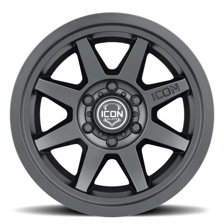 ICON Rebound 17x8.5 6x5.5 0mm Offset 4.75in BS 106.1mm Bore Satin Black Wheel - Bull Strap