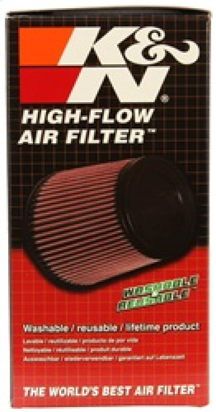 K&N Filter Universal Rubber Round Air Filter 20 Deg Flange Angle 2.25in Flange ID x 3.5in OD x 6in H - Bull Strap