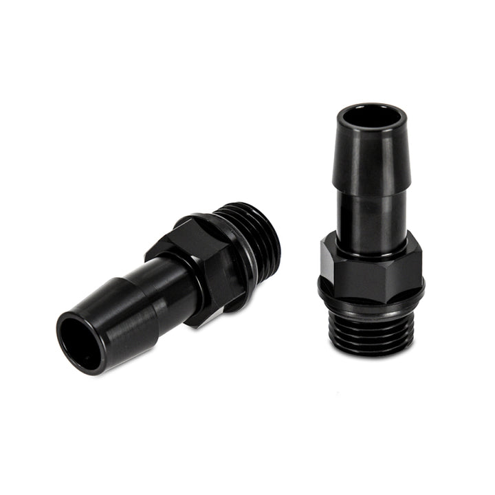 Mishimoto 16X1.5 TO 1/2in. Hose Barb Aluminum Fittings (Pack of 2) - Bull Strap