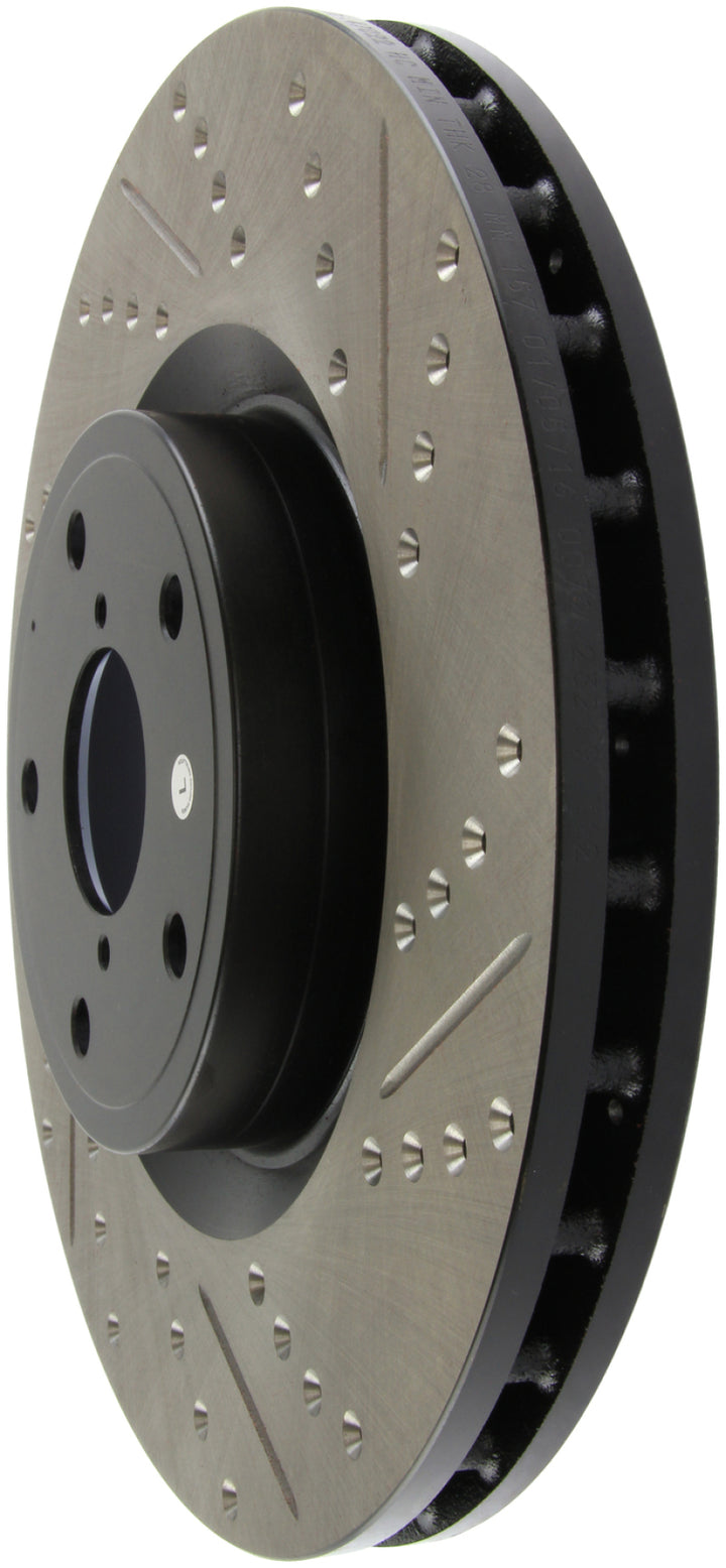 StopTech 05-10 Subaru Impreza WRX/STi Slotted & Drilled Left Front Rotor - Bull Strap