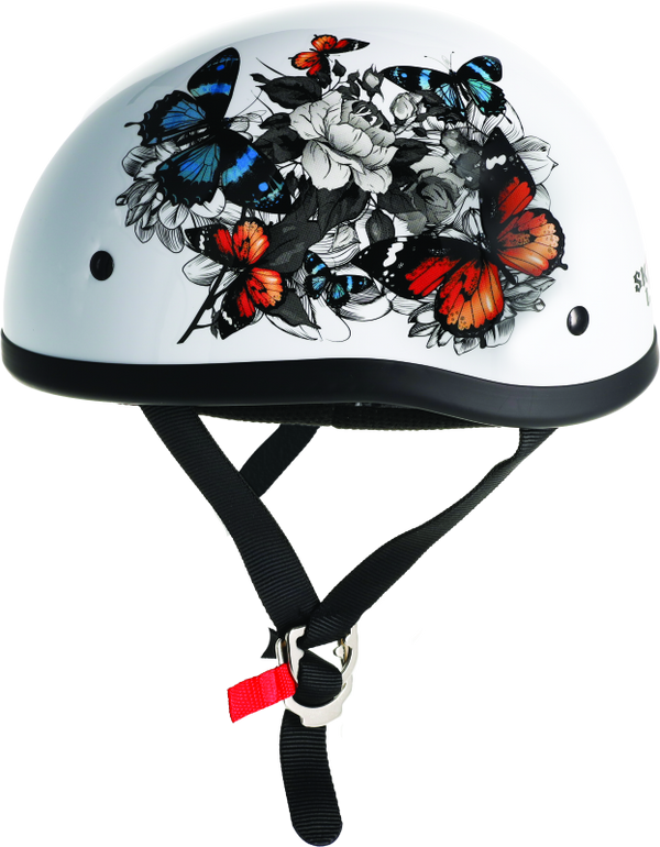 Skid Lids White Rose Original Helmet - Large - Bull Strap