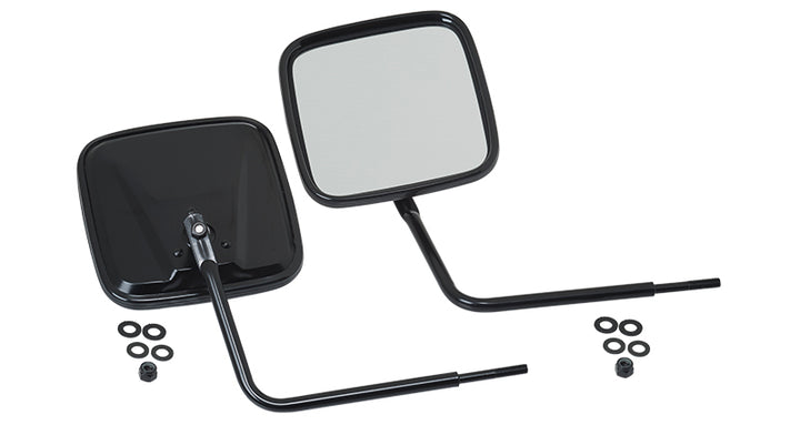 Kentrol 76-18 JEEP CJ/Wrangler YJ/TJ/JK Outback Mirrors Pair - Powdercoat Black - Bull Strap