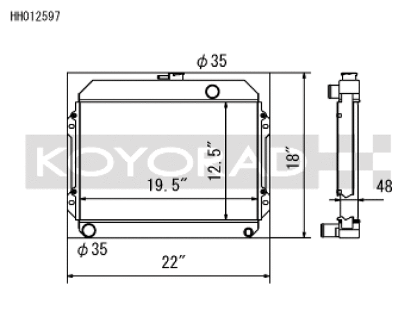 Koyo 70-74 Toyota Celica 1.6/2.0L I4 (MT) Radiator - Bull Strap