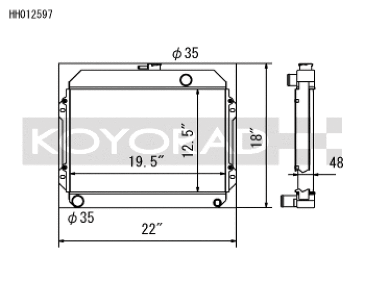 Koyo 70-74 Toyota Celica 1.6/2.0L I4 (MT) Radiator - Bull Strap