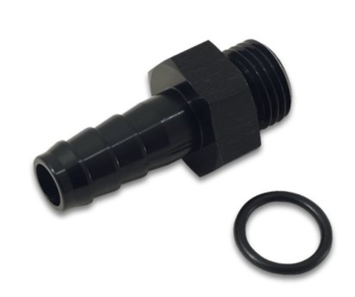Vibrant Aluminum Male -8AN ORB to 1/2in Barb w/O-Ring - Anodized Black - Bull Strap