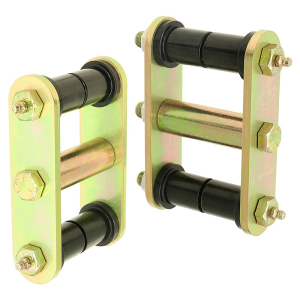 RockJock 76-86 CJ HD Leaf Spring Shackles Rear w/ Urethane Bushings HD Greasable Bolts Pair - Bull Strap