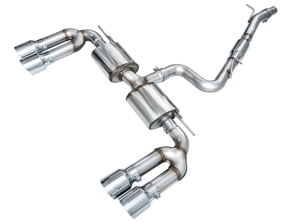 AWE 22-24 Audi 8Y S3 Touring Edition Exhaust - Chrome Silver Tips - Bull Strap