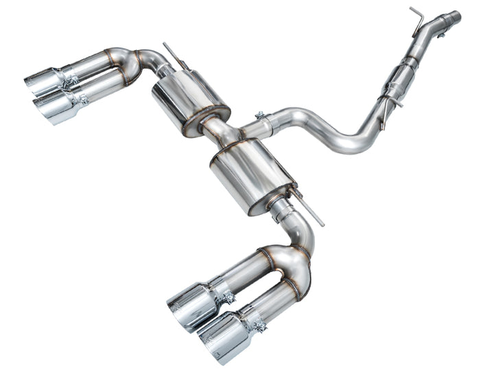 AWE 22-24 Audi 8Y S3 Touring Edition Exhaust - Chrome Silver Tips - Bull Strap