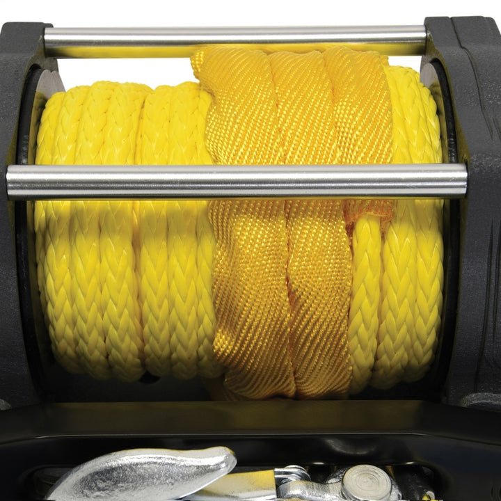 Superwinch 4500 LBS 12V DC 1/4in x 50ft Synthetic Rope Terra 4500SR Winch - Gray Wrinkle - Bull Strap