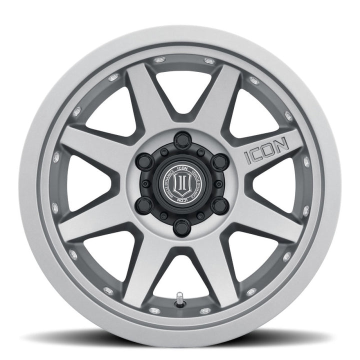 ICON Rebound Pro 17x8.5 6x5.5 0mm Offset 4.75in BS 106.1mm Bore Titanium Wheel - Bull Strap
