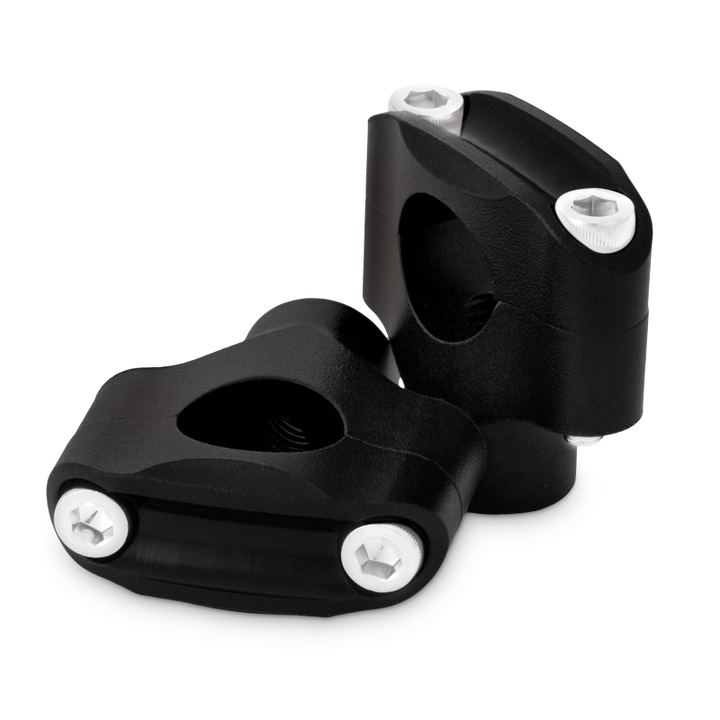 Burly Brand Reaper Riser Clamp 2-Bolt 1-1/2in Tall for 1in Bar, Set - Texture Black - Bull Strap