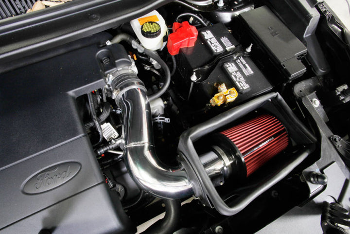 Spectre 11-19 Ford Explorer V6-3.5L F/I Air Intake Kit - Polished Aluminum w/Red Filter - Bull Strap