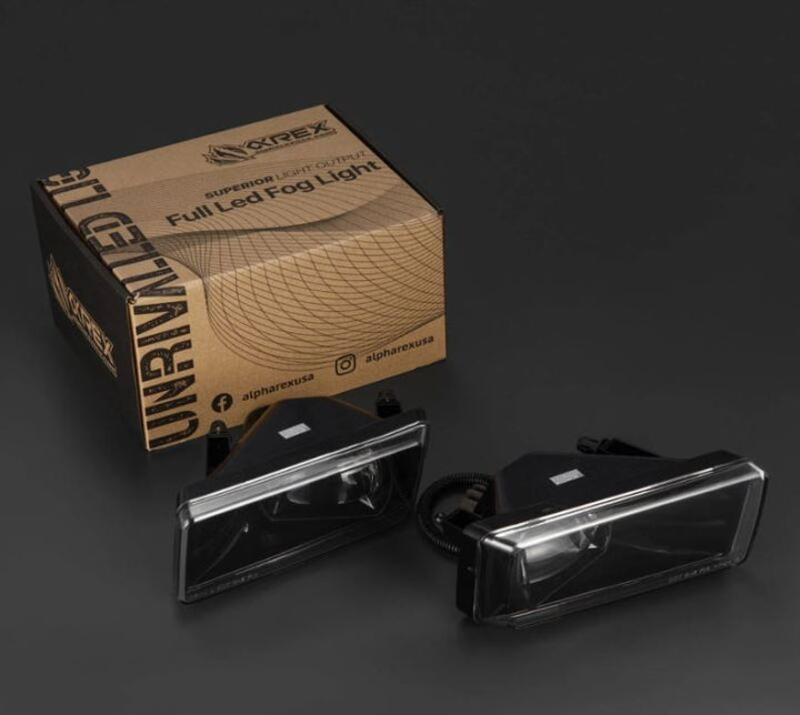 AlphaRex 07-13 Chevrolet Silverado/04-17 Tahoe DoubleTap Dual Color LED Proj Fog Lights - Wt/Ambr - Bull Strap