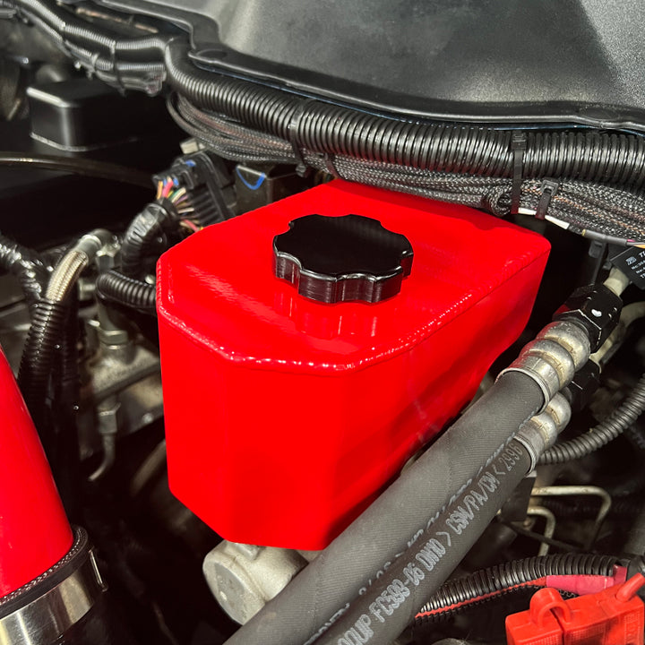 Wehrli 06-23 Cummins 5.9L/6.7L Brake Master Cylinder Reservoir Cover - Bengal Red - Bull Strap