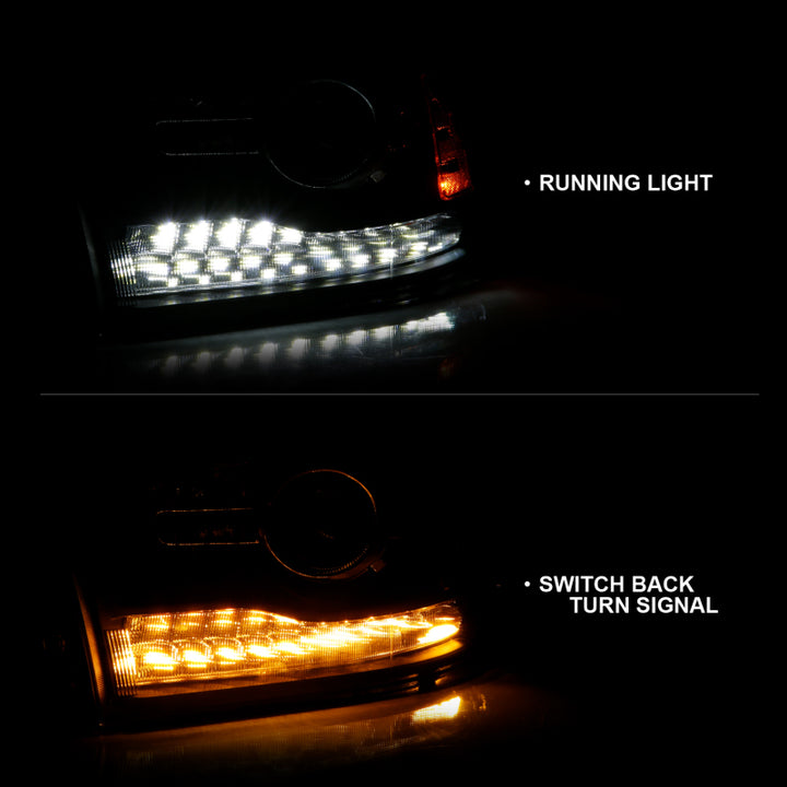 ANZO 2009-2018 Dodge Ram 1500 Projector Headlights Plank Style Halo w/Switchback Matte Black - Bull Strap