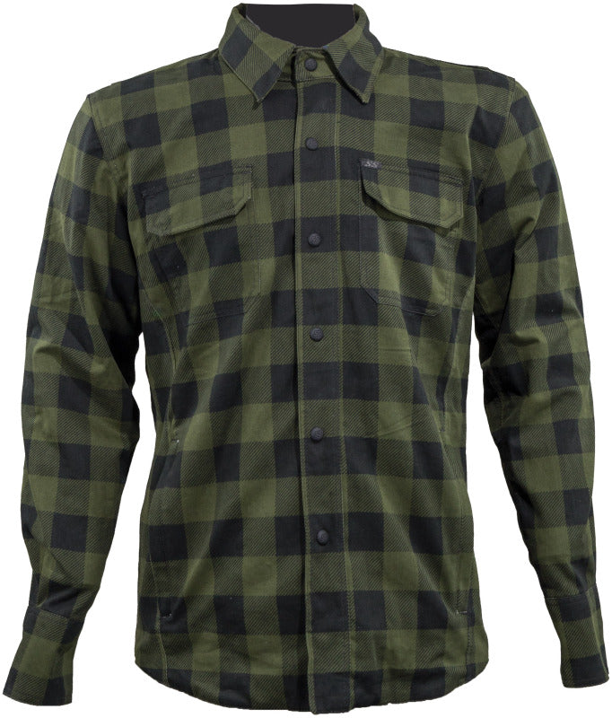 Speed and Strength True Grit Armored Motoshirt Olive/Black - Large - Bull Strap