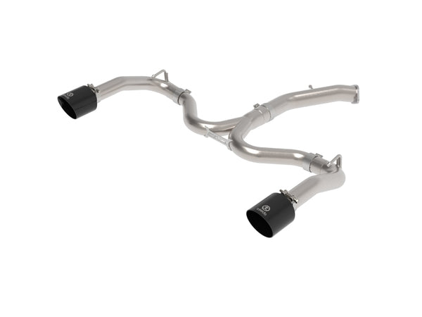 aFe 20-21 Kia Forte GT 1.6L 3in-2.5in 304 Stainless Steel Axle-Back Exhaust w/ Black Tips - Bull Strap