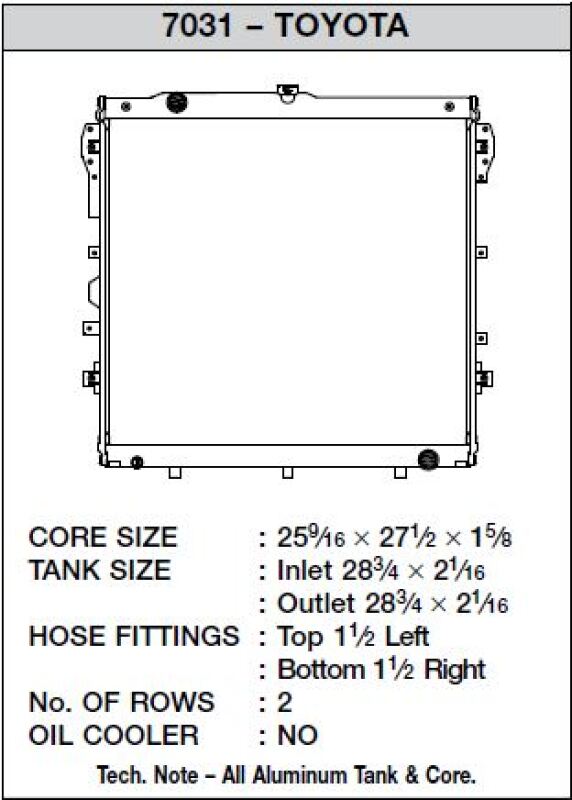 CSF 07-19 Toyota Tundra 5.7L Radiator - Bull Strap