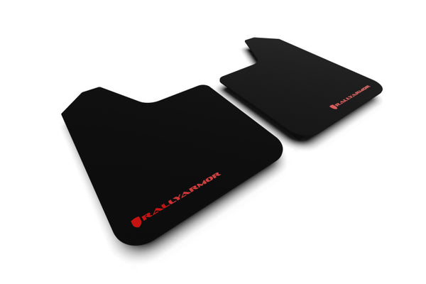 Rally Armor Universal Basic Mud Flap w/ Red Logo - Pair - Bull Strap