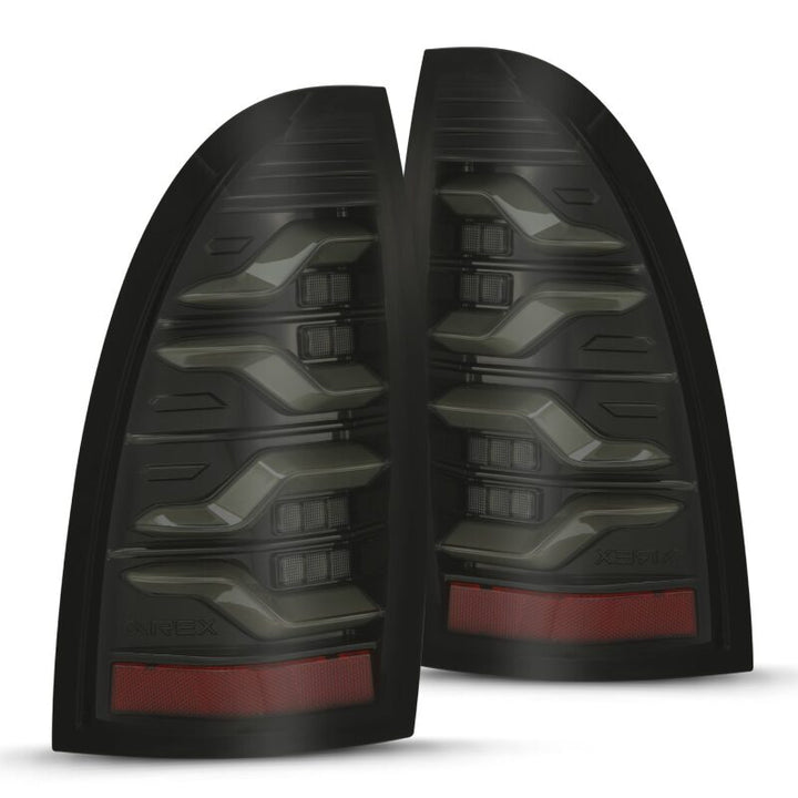 AlphaRex 05-15 Toyota Tacoma LUXX LED Taillights Alpha Blk w/Activ Light/Seq Signal - Bull Strap