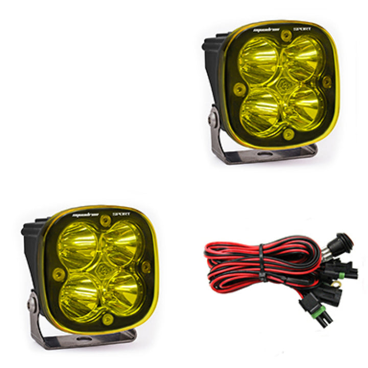 Baja Designs Squadron Sport Work/Scene Pair LED Light Pods - Amber - Bull Strap