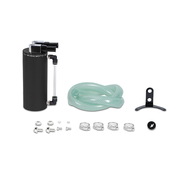 Mishimoto Small Aluminum Oil Catch Can - Wrinkle Black - Bull Strap