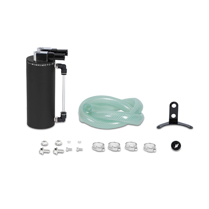 Mishimoto Small Aluminum Oil Catch Can - Wrinkle Black - Bull Strap