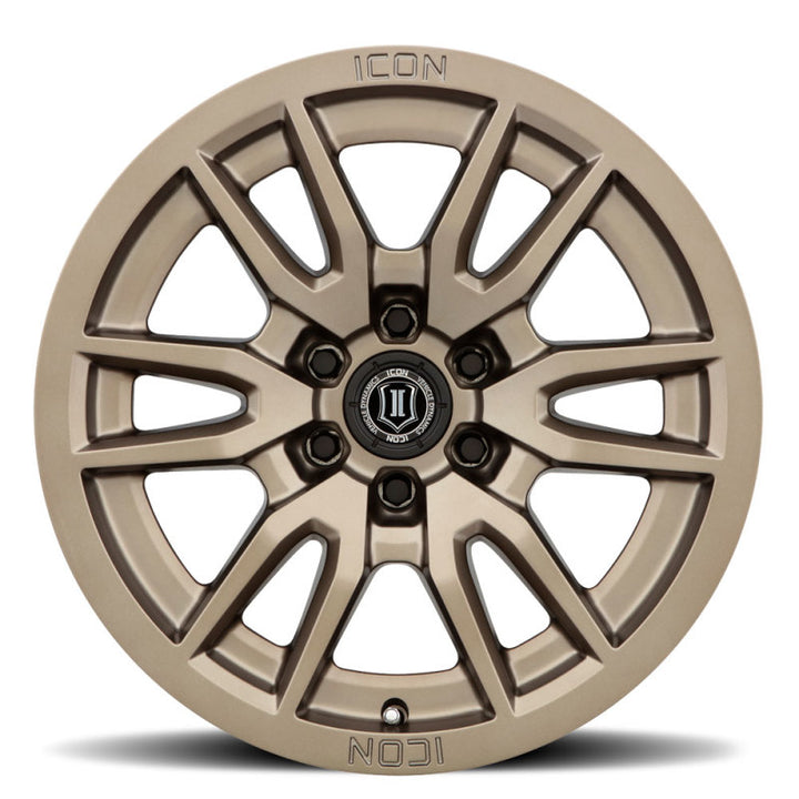 ICON Vector 6 17x8.5 6x5.5 0mm Offset 4.75in BS 106.1mm Bore Bronze Wheel - Bull Strap
