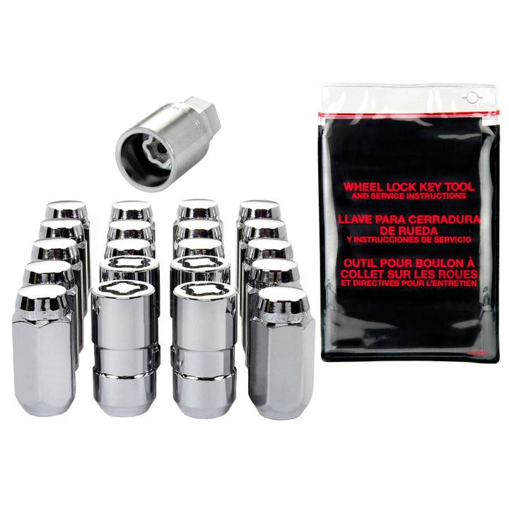 McGard 5 Lug Hex Install Kit w/Locks (Cone Seat Nut) M14X1.5 / 22mm Hex / 1.635in. Length - Chrome - Bull Strap