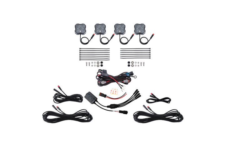 Diode Dynamics RGBW Rock Light Installer Kit w/Controller (4-pack) - Bull Strap