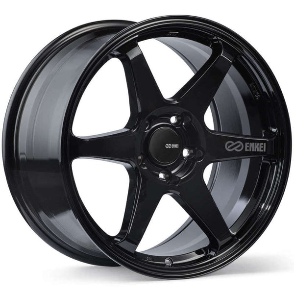 Enkei T6R 18x9.5 45mm Offset 5x120 Bolt Pattern 72.6 Bore Gloss Black Wheel - Bull Strap