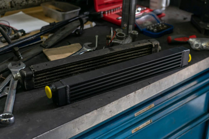 CSF 82-94 BMW 3 Series (E30) High Performance Oil Cooler w/-10AN Male & OEM Fittings - Bull Strap