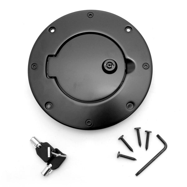 Rugged Ridge Locking Gas Cap Door Black Alum 97-06TJ - Bull Strap