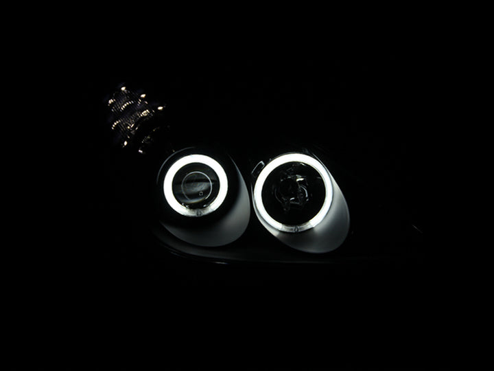ANZO 2002-2003 Lexus Es300 Projector Headlights w/ Halo Black - Bull Strap