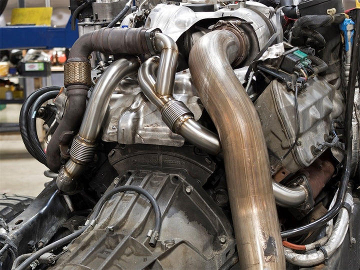 aFe Twisted Steel Header Up-Pipe 08-10 Ford Diesel Trucks V8-6.4L (td) - Bull Strap