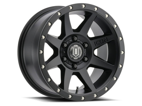 ICON Rebound 17x8.5 5x150 25mm Offset 5.75in BS 110.1mm Bore Satin Black Wheel - Bull Strap