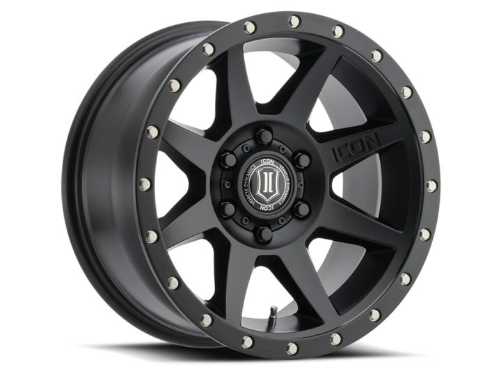 ICON Rebound 17x8.5 6x5.5 0mm Offset 4.75in BS 106.1mm Bore Satin Black Wheel - Bull Strap