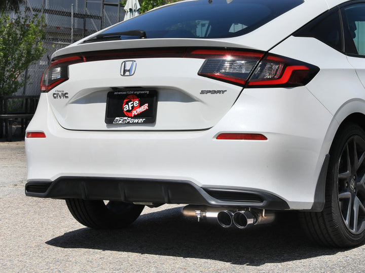aFe POWER Takeda 2.5in 304 SS Cat-Back Exhaust w/ Polished Tips 22-25 Honda Civic L4-2.0L - Bull Strap
