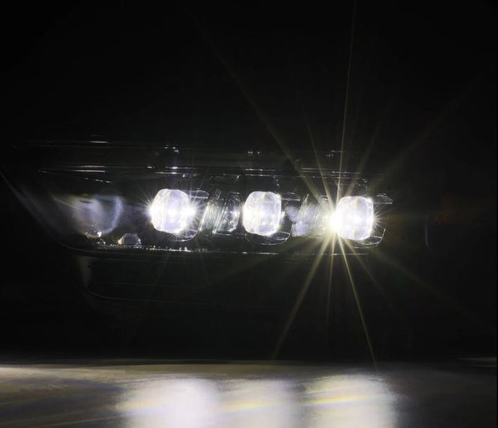 AlphaRex 15-17 Ford Mustang NOVA LED Proj Headlights Alpha Black w/Activ Light/Seq Signal/Switch DRL - Bull Strap