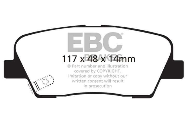 EBC 06-09 Hyundai Entourage 3.8 Yellowstuff Rear Brake Pads - Bull Strap