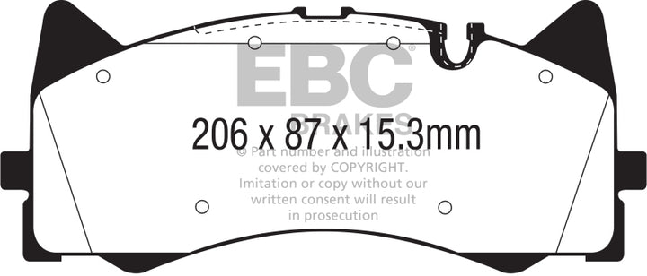 EBC 2015+ Mercedes-Benz C63 AMG (W205) 4.0L Twin Turbo Redstuff Front Brake Pads - Bull Strap