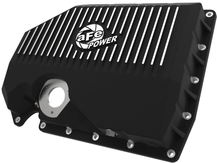 aFe 05-19 VW 1.8L/2.0L w/ Oil Sensor Engine Oil Pan Black POWER Street Series w/ Machined Fins - Bull Strap