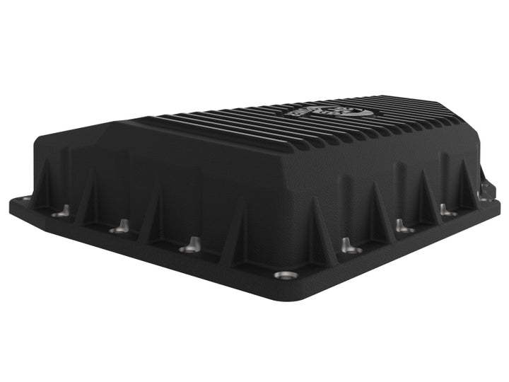 aFe 05-19 VW 1.8L/2.0L w/ Oil Sensor Engine Oil Pan Black POWER Street Series w/ Machined Fins - Bull Strap