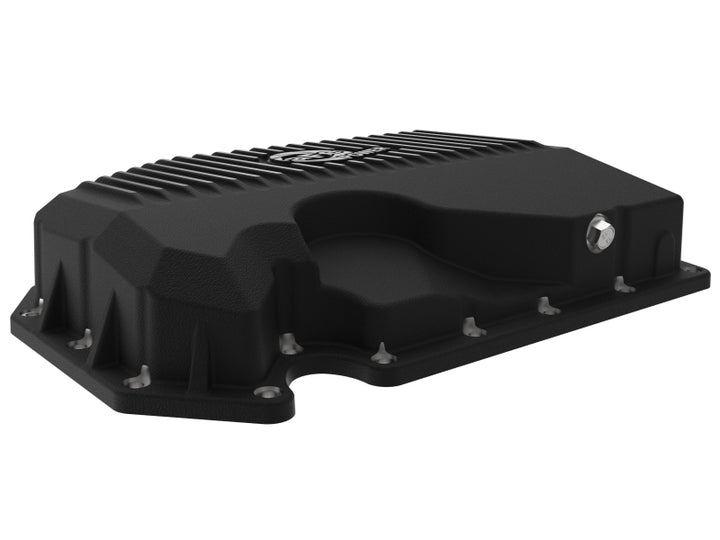 aFe 05-19 VW 1.8L/2.0L w/o Oil Sensor Engine Oil Pan Black POWER Street Series w/ Machined Fins - Bull Strap