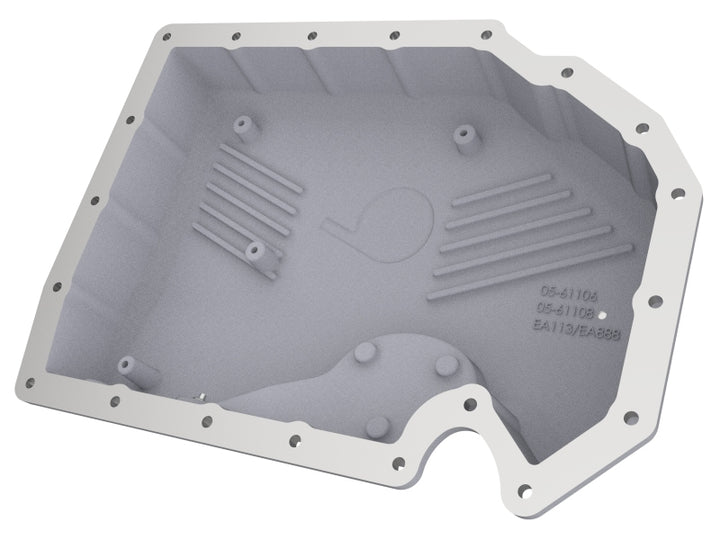 aFe 05-19 VW 1.8L/2.0L w/o Oil Sensor Engine Oil Pan Raw POWER Street Series w/ Machined Fins - Bull Strap
