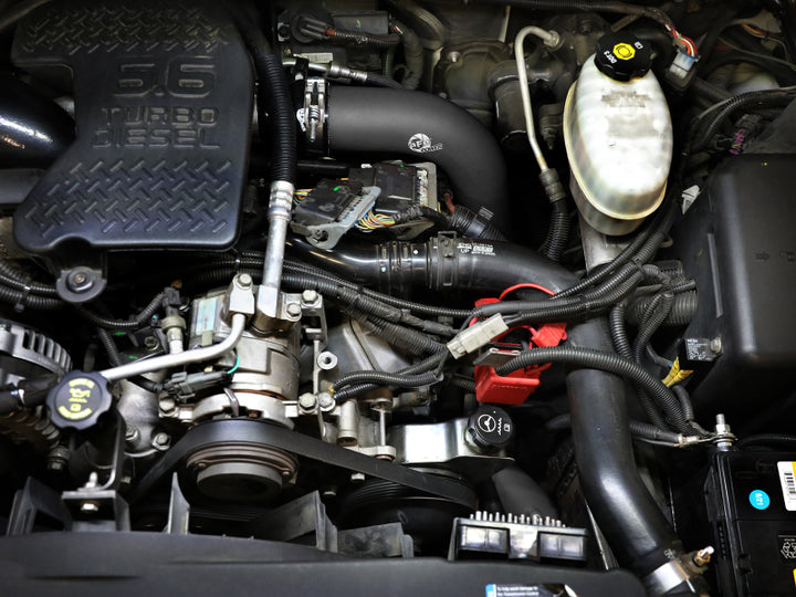 aFe 06-10 GM Diesel Trucks V8 6.6L BladeRunner Aluminum Hot & Cold Charge Pipe Kit - Black - Bull Strap