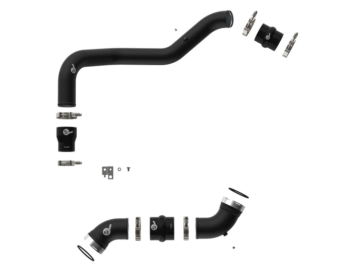 aFe 06-10 GM Diesel Trucks V8 6.6L BladeRunner Aluminum Hot & Cold Charge Pipe Kit - Black - Bull Strap